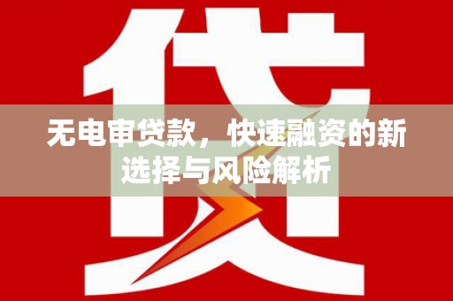 河西无电审贷款，快速融资的新选择与风险解析
