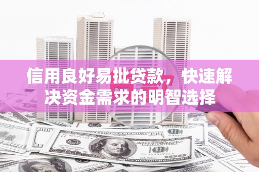 河西信用良好易批贷款，快速解决资金需求的明智选择
