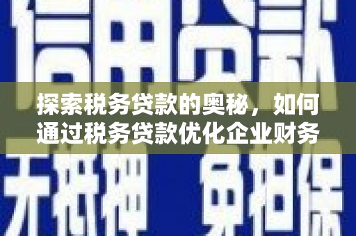 河西探索税务贷款的奥秘，如何通过税务贷款优化企业财务