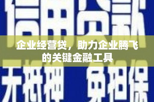河西企业经营贷，助力企业腾飞的关键金融工具