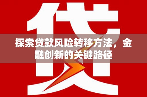 河西探索贷款风险转移方法，金融创新的关键路径