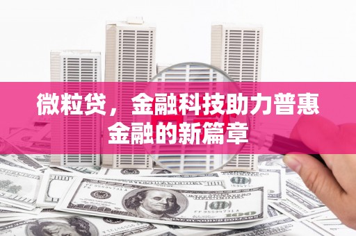 河西微粒贷，金融科技助力普惠金融的新篇章