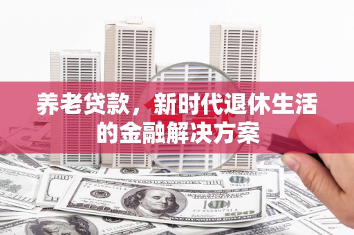 河西养老贷款，新时代退休生活的金融解决方案