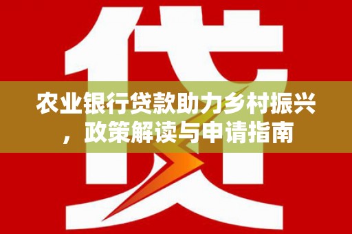 河西农业银行贷款助力乡村振兴，政策解读与申请指南
